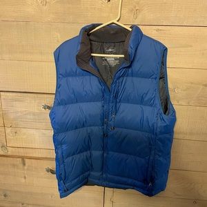 LL BEAN Men's Goose Down Puffy Vest Zip Closure Size Large Blue